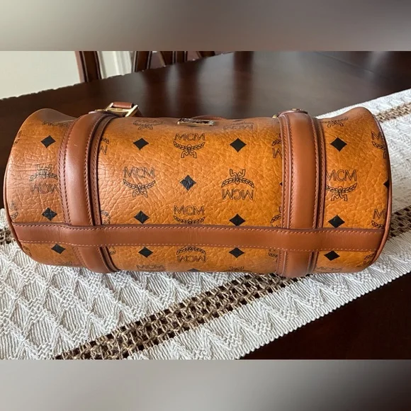 🐣 WAS $415 MCM Visetos Monogram Cognac Barrel Bag - Picture 5 of 13